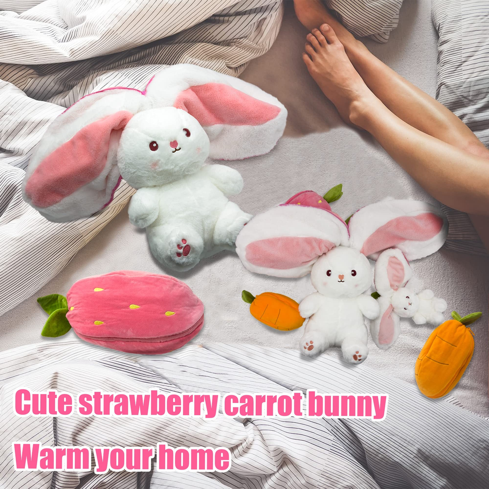 🐰Easter Early Sale 49% OFF🍓Strawberry Bunny Transformed into Little Rabbit🎀 Fruit Doll Plush Toy🐰